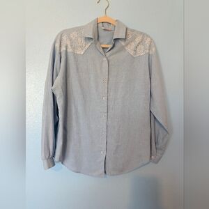 Vintage Cowgirl Button-Down Shirt With Lace Detailing